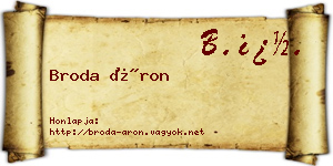 Broda Áron névjegykártya