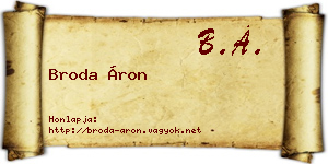 Broda Áron névjegykártya